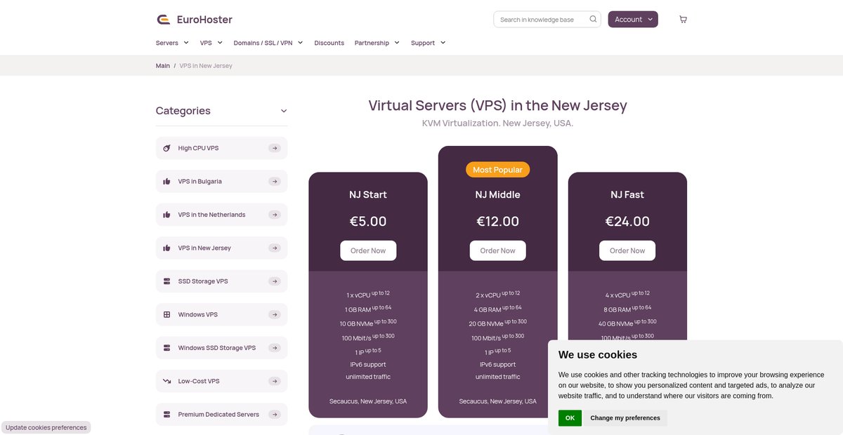 VPS rental in New Jersey on high-speed NVMe Screenshot