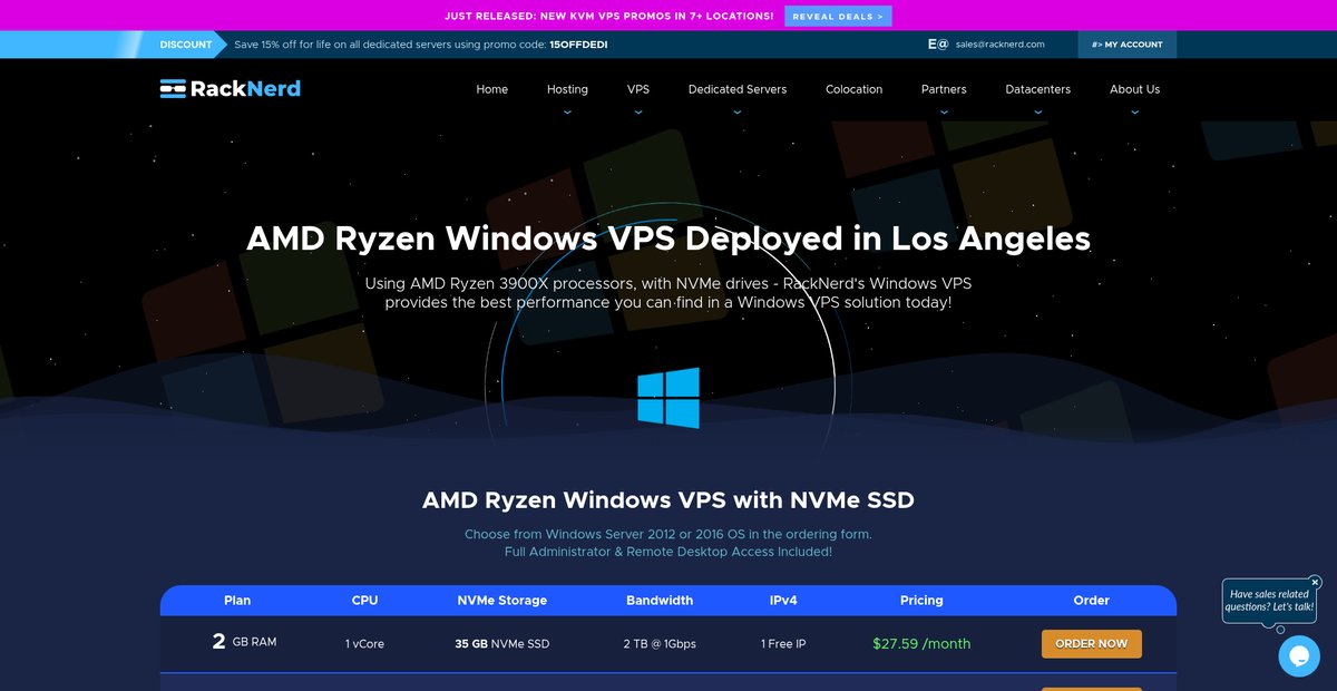 AMD Ryzen NVMe VPS - Windows - RackNerd Screenshot