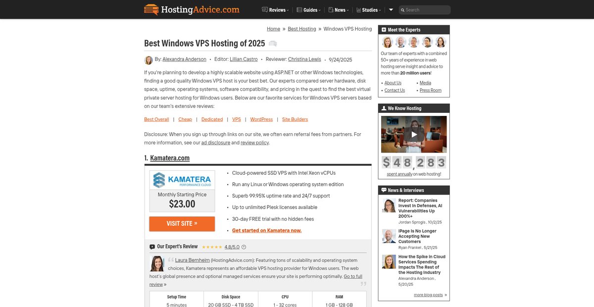 Best Windows VPS Hosting of 2025: Our Tests & Reviews Screenshot