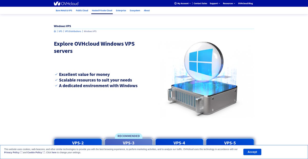 Explore our Windows VPS servers Screenshot