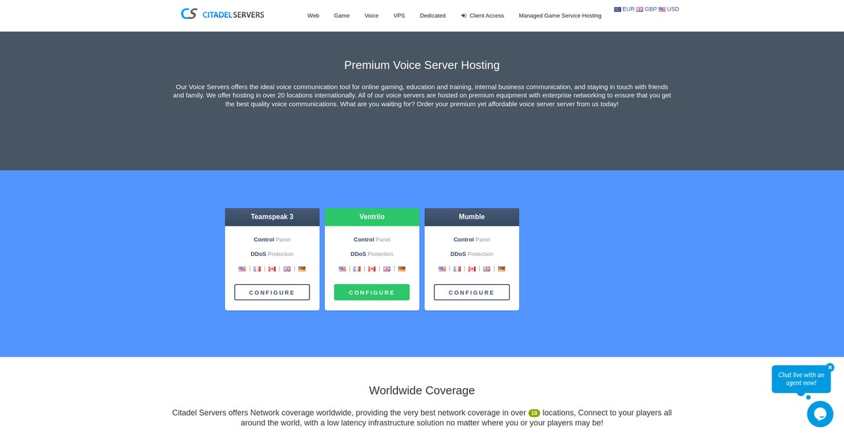 Voice Server Hosting Screenshot
