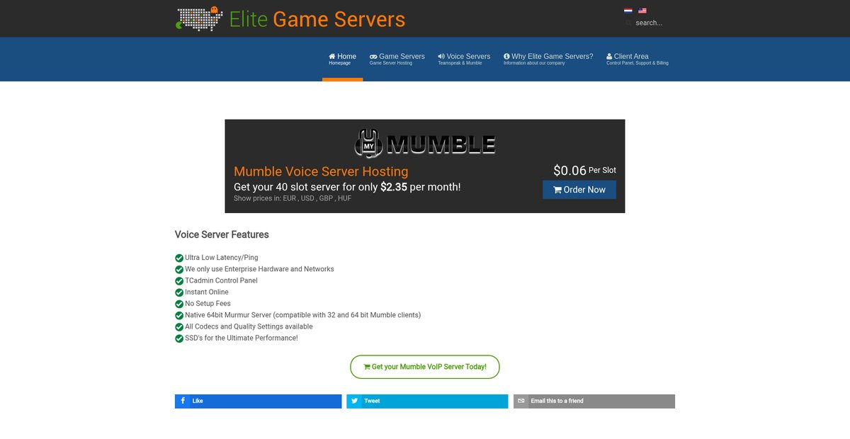 Mumble VOIP Voice Server Hosting Screenshot