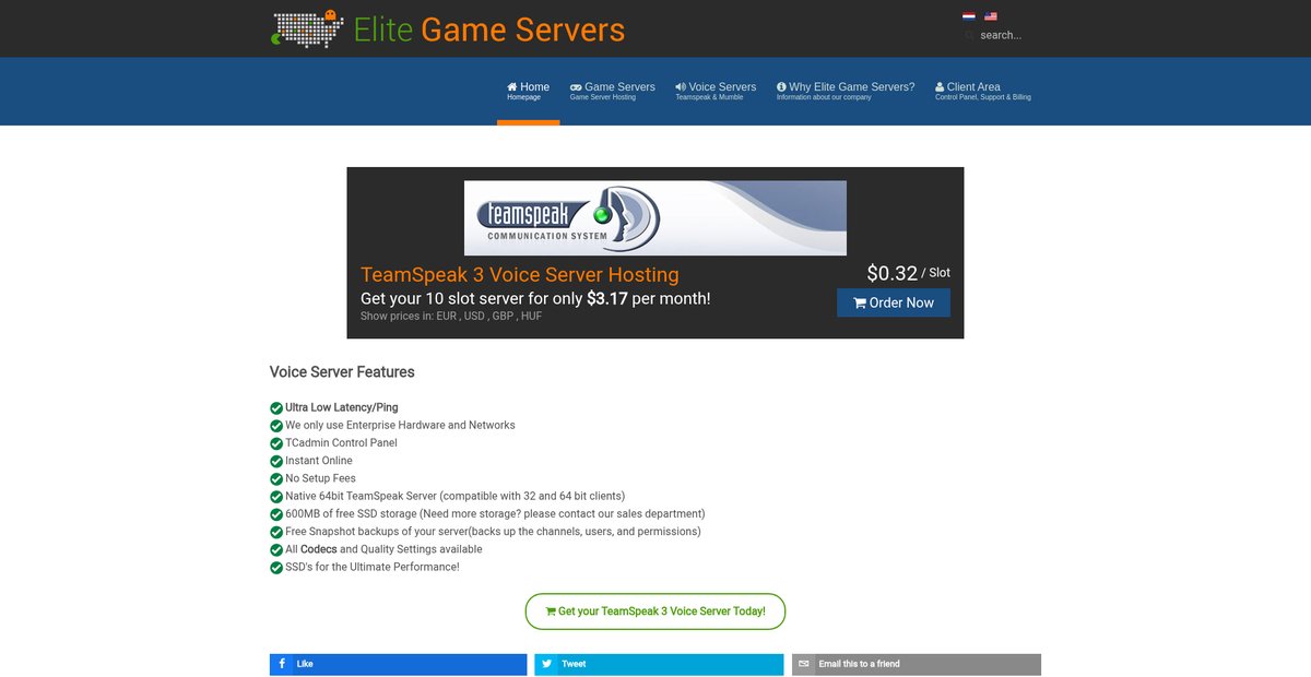 TeamSpeak 3 VOIP Voice Server Hosting Screenshot