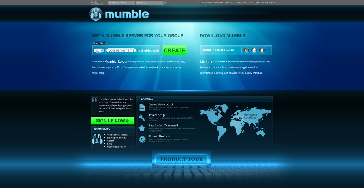 Mumble.com | Mumble Server Hosting Screenshot