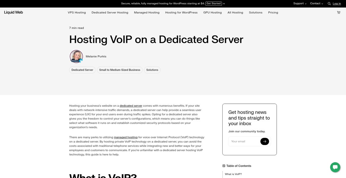 Hosting VoIP on a Dedicated Server Screenshot