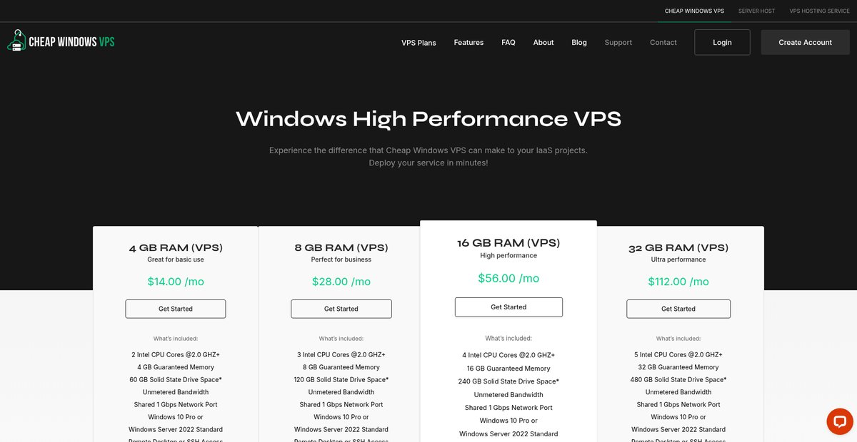 High Speed NVMe Windows VPS Hosting Plans Screenshot