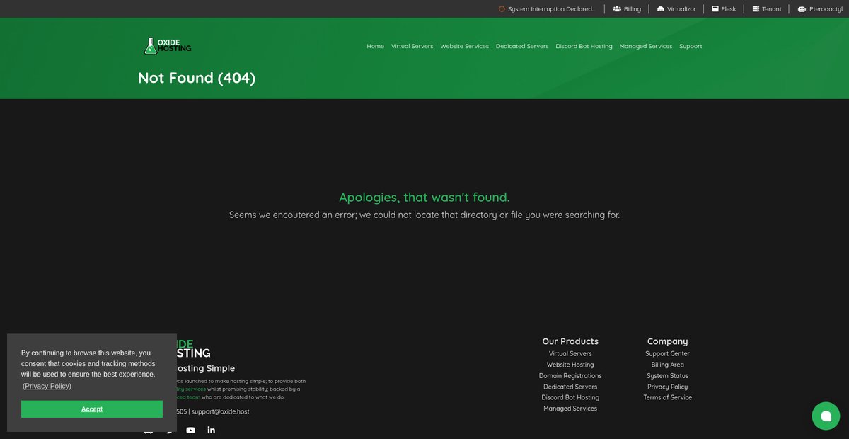 Oxide Hosting | Virtual Servers: Windows. Screenshot