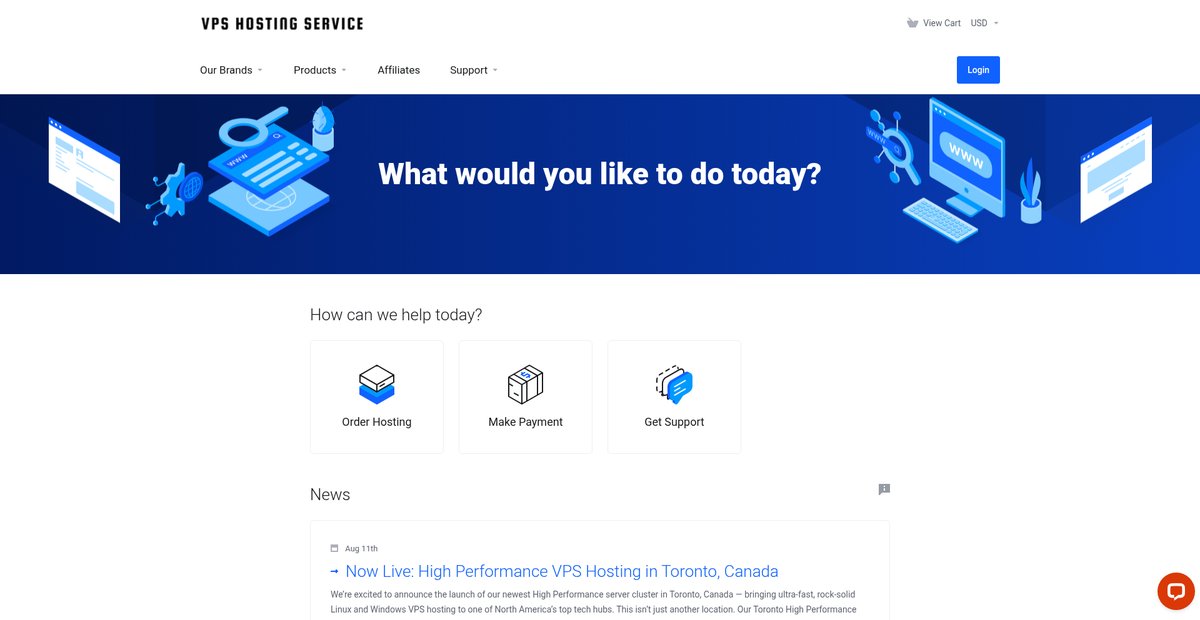 Portal Home - VPS Hosting Service Screenshot