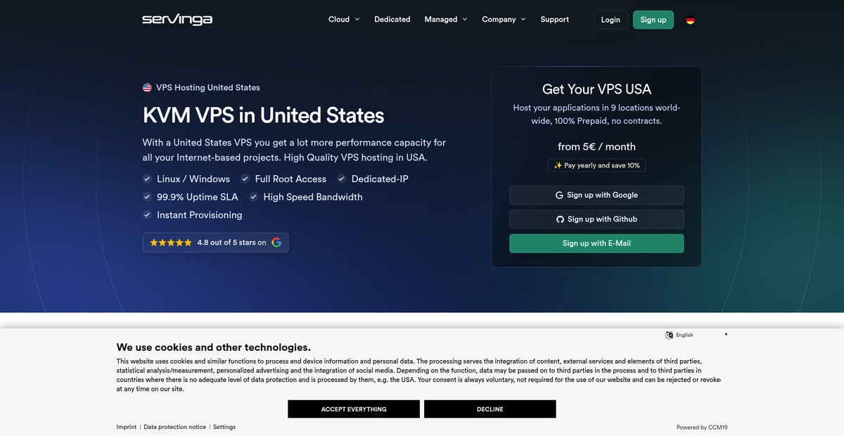 KVM VPS Hosting in the United States Screenshot