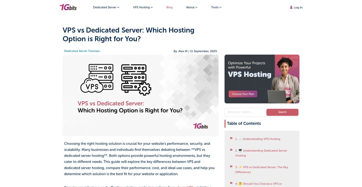 VPS vs Dedicated Server: Which Hosting Option is Right for You? Screenshot