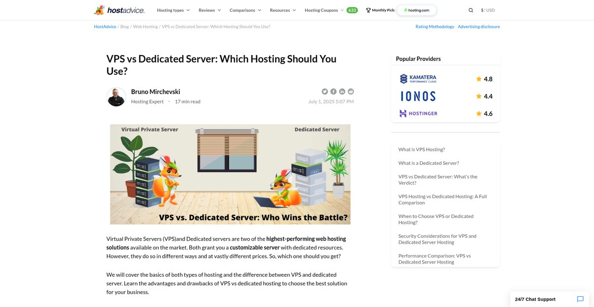 VPS vs Dedicated Server: Full Analysis and Comparison Screenshot