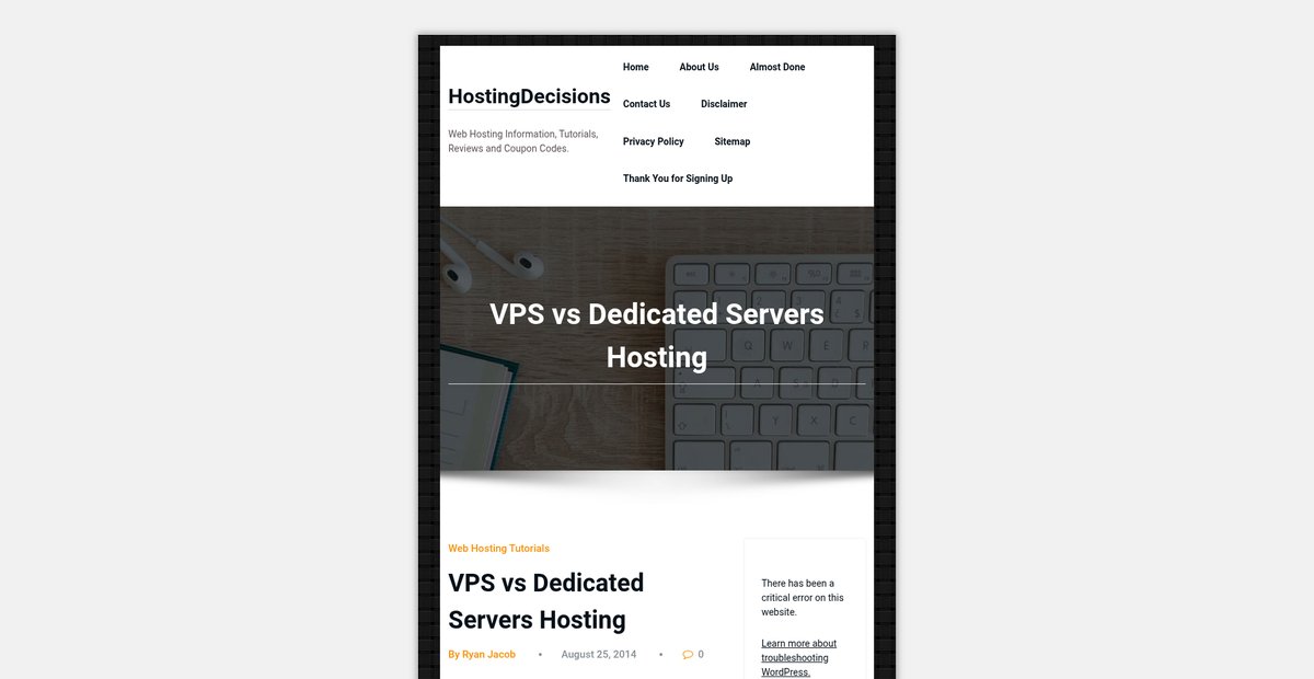 VPS vs Dedicated Servers Hosting Comparison Screenshot