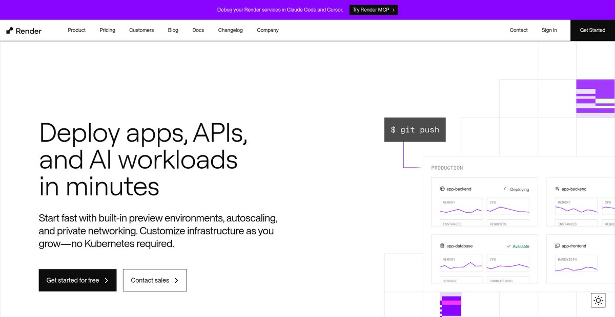 Cloud Application Platform | Render Screenshot