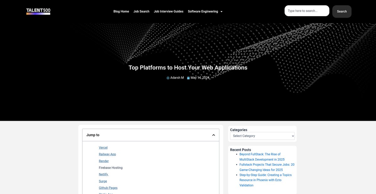 Top Platforms to Host your website Screenshot