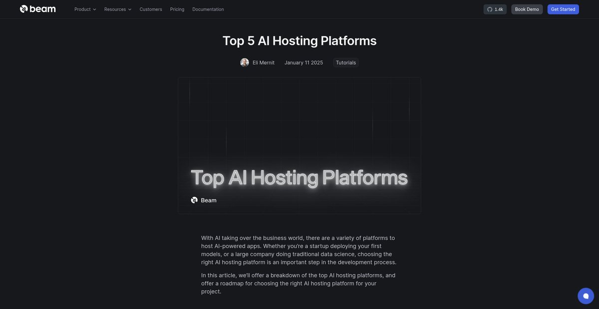 Top 5 AI Hosting Platforms - Beam Cloud Screenshot