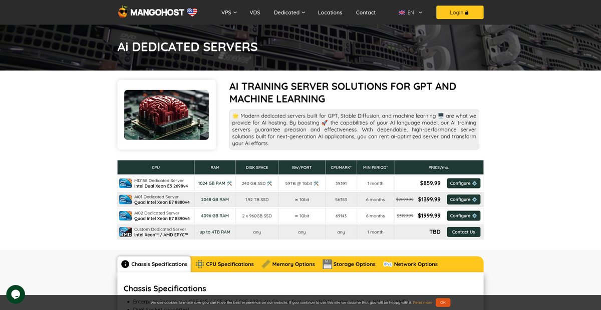 AI Hosting: Dedicated Servers for GPT & Machine Learning Screenshot