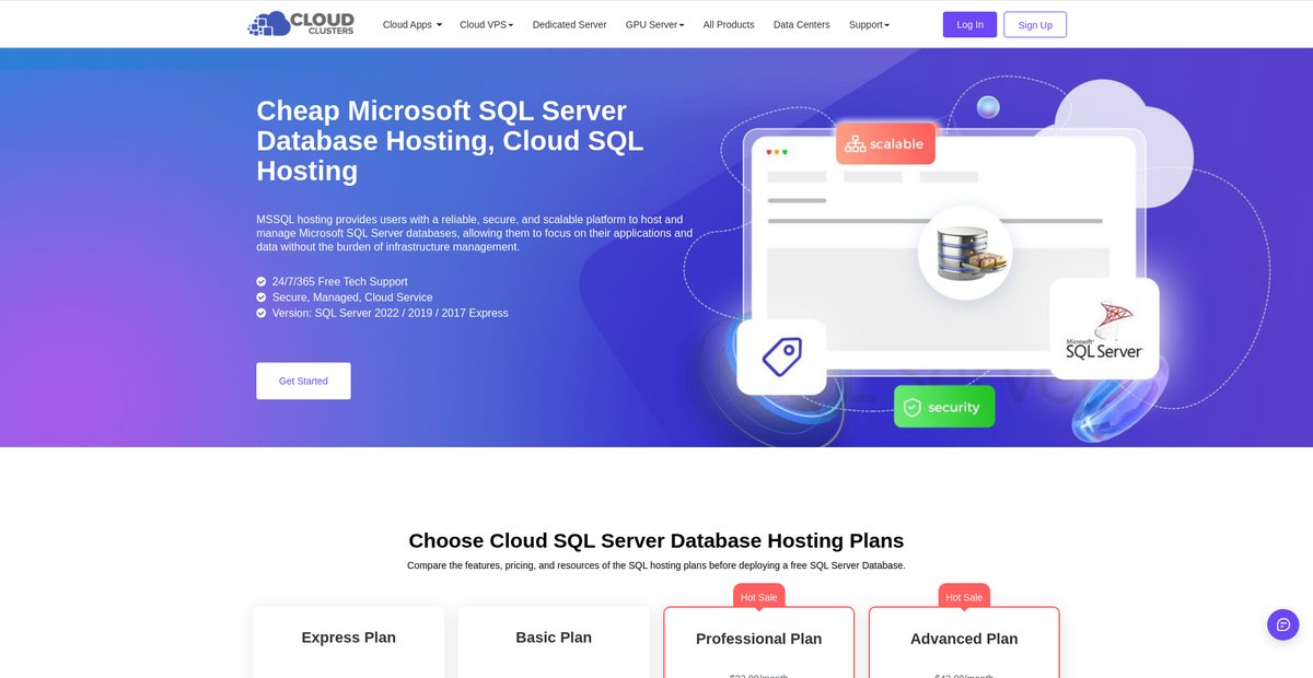 SQL Server Hosting, Cheap MS SQL Database Web Hosting Screenshot