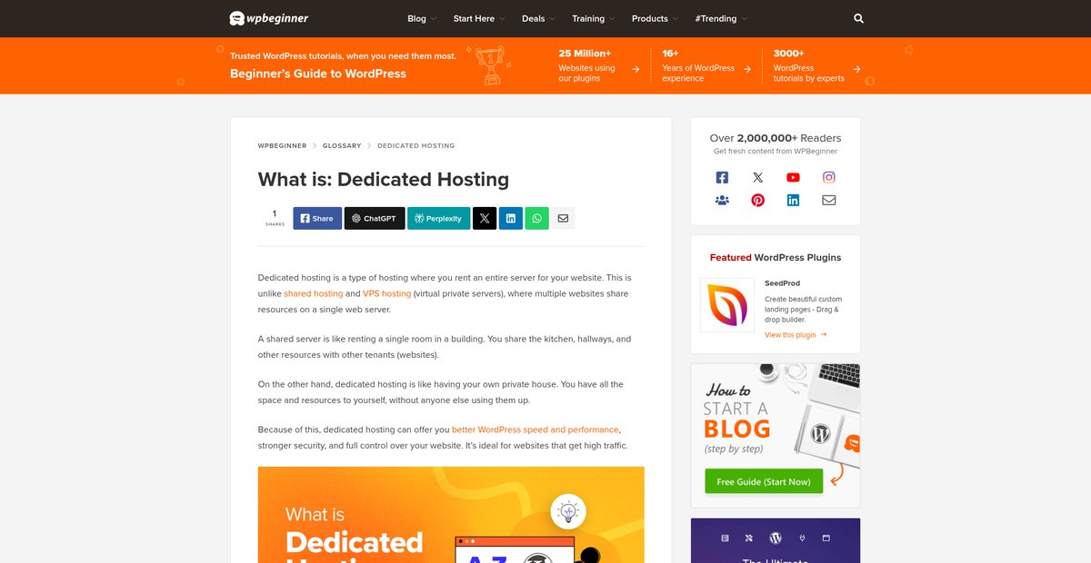 What is Dedicated Hosting? Screenshot