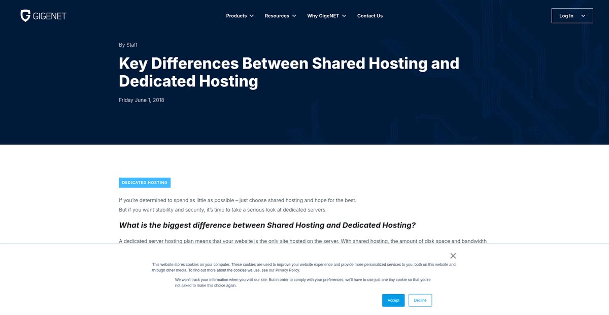 Key Differences Between Shared Hosting and Dedicated Hosting Screenshot