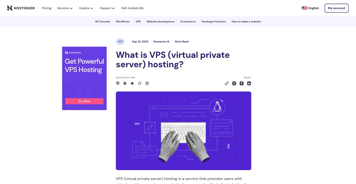 What is VPS (virtual private server) hosting? Screenshot