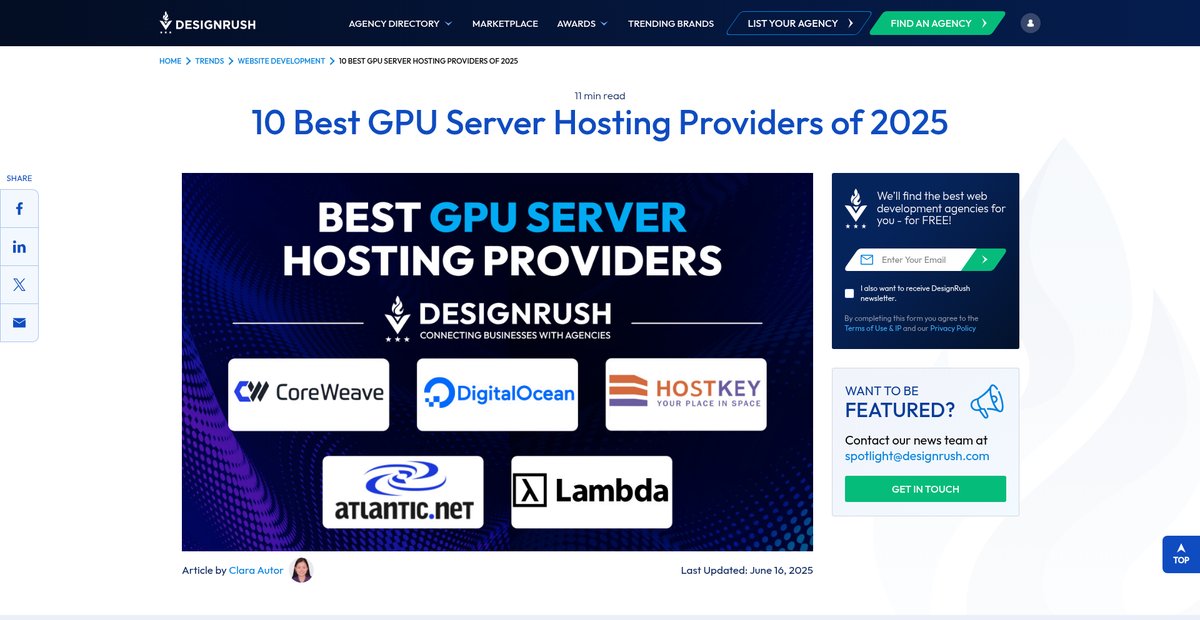 10 Best GPU Server Hosting Providers of 2025 Screenshot