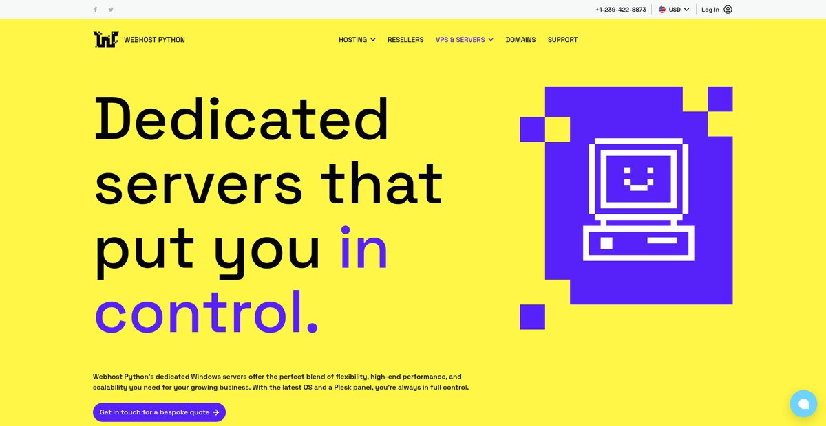 Windows Dedicated Servers Hosting with Webhost Python Screenshot