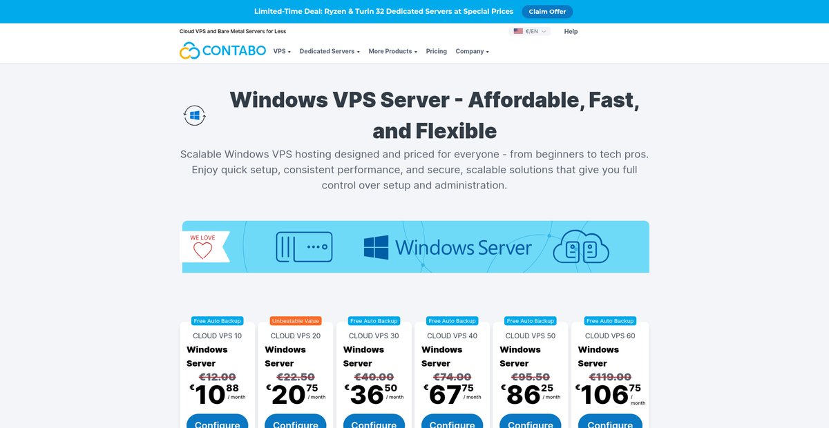 Windows VPS Server - Affordable, Fast, and Flexible Screenshot