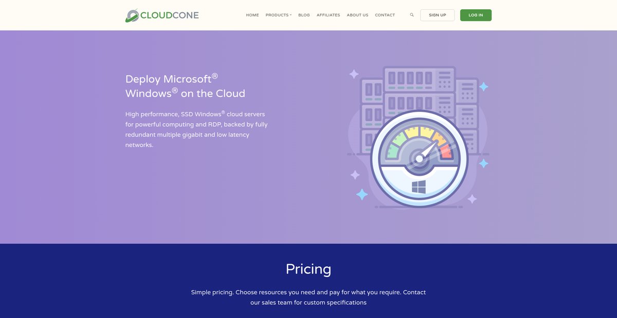 Windows Cloud Servers, Windows Virtual Servers Screenshot