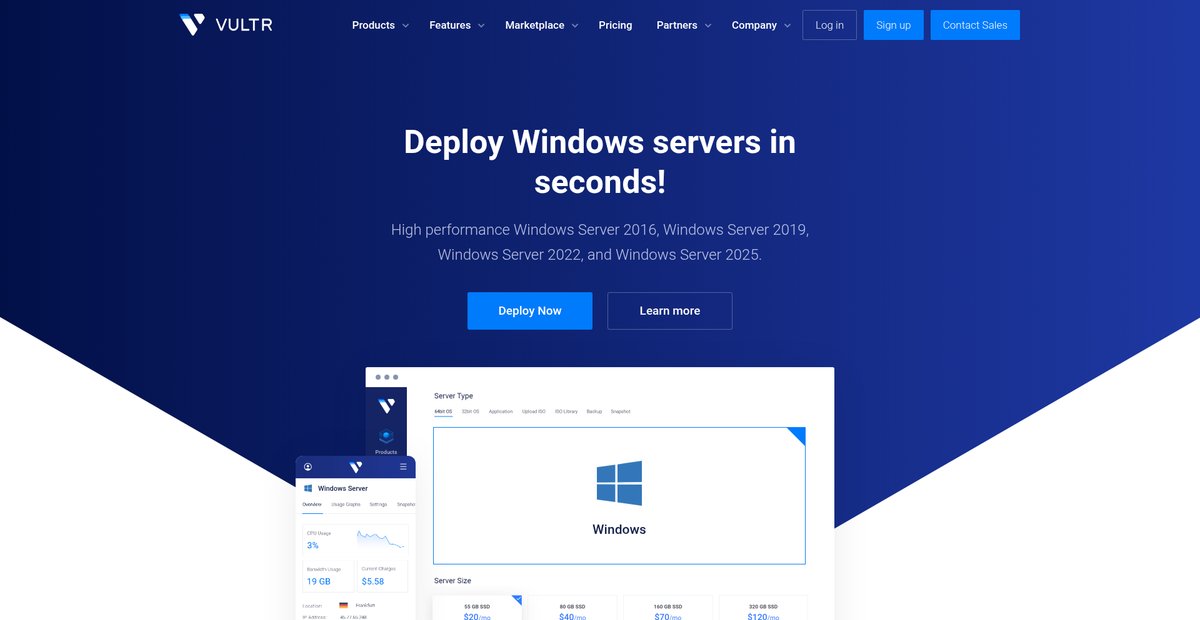 Deploy Windows Servers in Seconds Worldwide Screenshot
