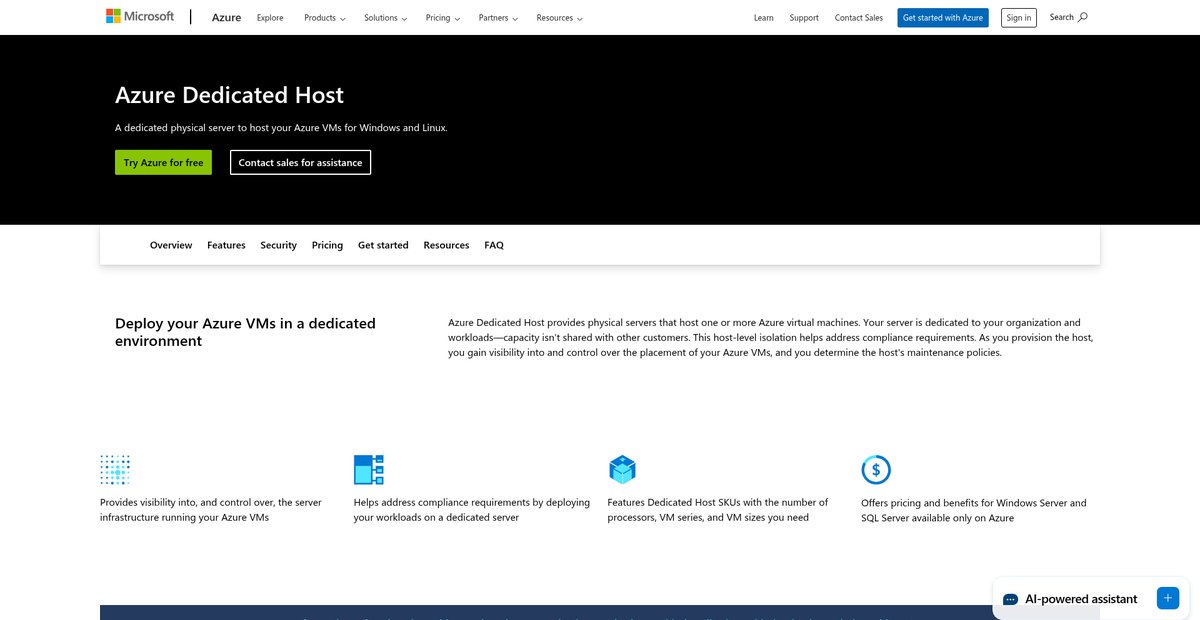 Azure Dedicated Host - Private Cloud Screenshot