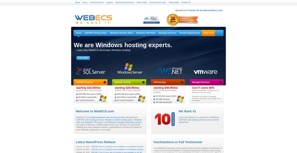 We are Windows hosting experts. Screenshot