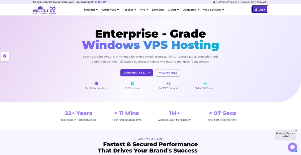 Windows VPS Hosting: Fast & Secure with 16+ Server Locations Screenshot