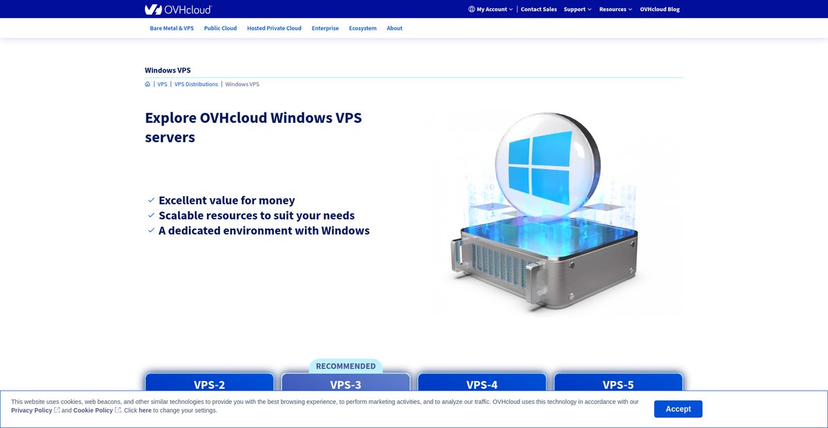 Explore our Windows VPS servers Screenshot