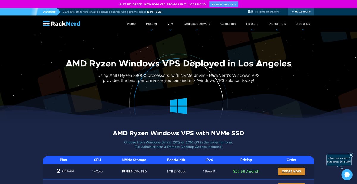 AMD Ryzen NVMe VPS - Windows - RackNerd Screenshot