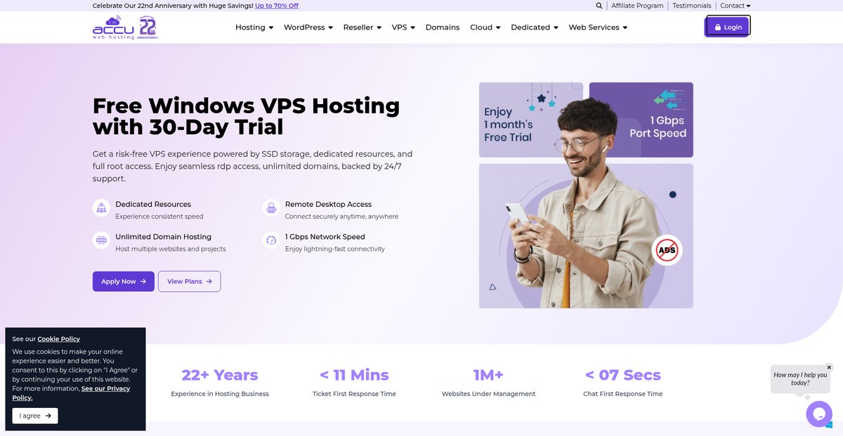 Free Windows VPS Hosting with 30-Day Trial Screenshot