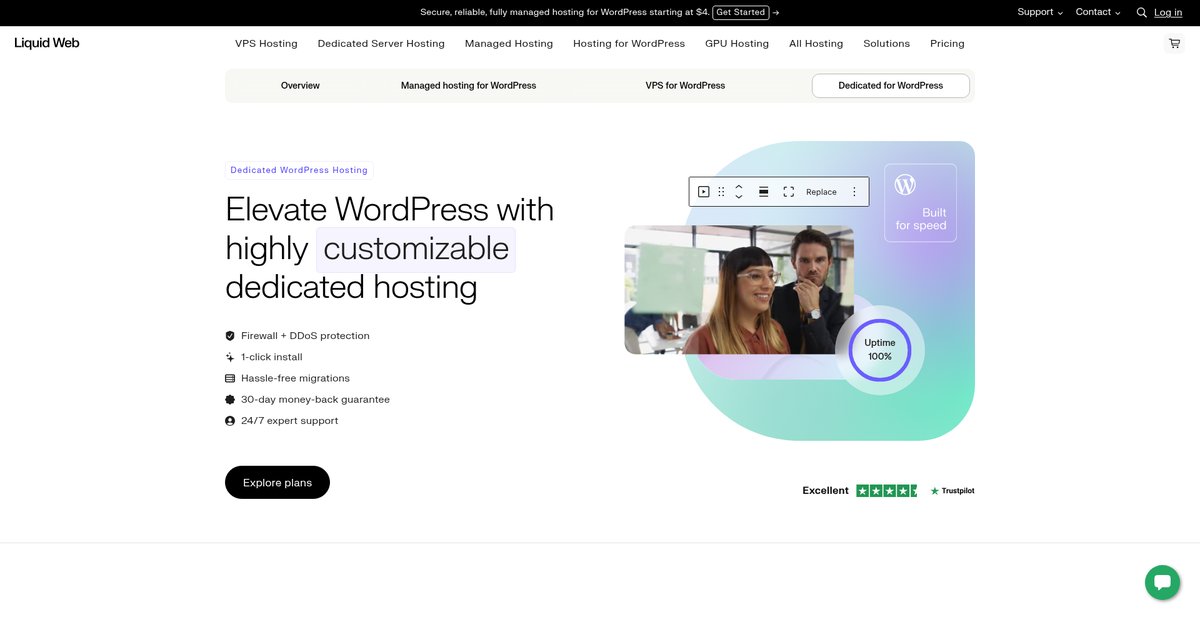 WordPress Dedicated Hosting with 1-Click Install | Liquid Web Screenshot