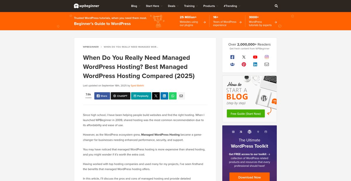12 Best Managed WordPress Hosting in 2025 Compared ... Screenshot
